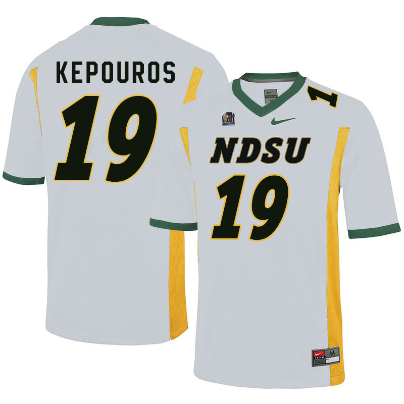 Men #19 Jimmy Kepouros North Dakota State Bison College Football Jerseys Sale-White - Click Image to Close